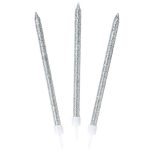 16 Candeline Argento Glitter