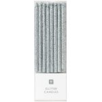16 Candeline Argento Glitter