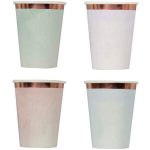 8 Bicchieri Pastello Acquerello con Bordo Rose Gold