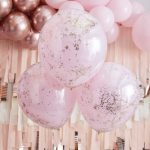 3 Palloncini 18" Rosa e Coriandoli Rose Gold