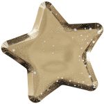 8 Piatti Stelle Oro con Stelline Bianche