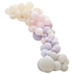 Kit Arco Palloncini Rosa, Crema, Lilla e Grigio con Ortensie