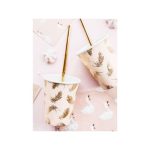 6 Bicchieri Cipria con Piume oro