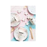 6 Piattini con Stelline Pastello e Argento