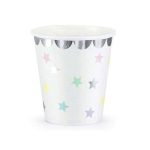 6 Bicchieri con Stelline Pastello e Argento