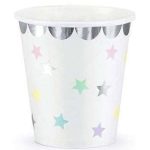 6 Bicchieri con Stelline Pastello e Argento