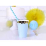 6 Bicchieri Celesti con Bordo Oro