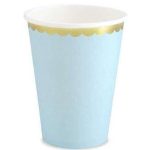 6 Bicchieri Celesti con Bordo Oro