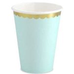 6 Bicchieri Verde Acqua con Bordo Oro