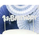 Cake Topper 1st Birthday Argento Glitter