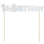 Cake Topper 1st Birthday Argento Glitter