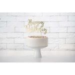 Cake Topper Happy Birthday Oro