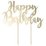 Cake Topper Happy Birthday Oro