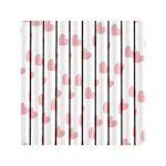 10 Cannucce Bianche Cuori Rosa in Carta