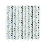 10 Cannucce Celeste Pastello e Oro in Carta