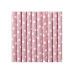 10 Cannucce Rosa con Pois Bianchi in Carta