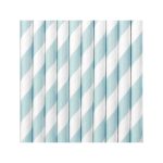 10 Cannucce Celesti e Bianche a Righe in Carta
