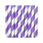 10 Cannucce Lilla e Bianche a Righe in Carta