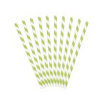 10 Cannucce Verde Lime e Bianche a righe in Carta