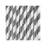 10 Cannucce Argento e Bianche a Righe in Carta