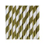 10 Cannucce Oro e Bianche a righe in Carta