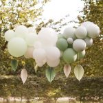 Kit Arco Palloncini Verde, Bianco e Verde Menta con Foglie