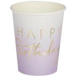 8 Bicchieri Lilla "Happy Birthday" Oro