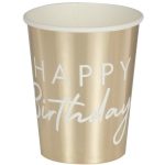 8 Bicchieri Oro Happy Birthday