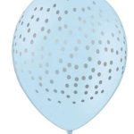 Palloncino 12" Celeste Coriandoli Argento