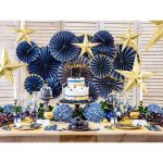 6 Piatti Esagonali Blu e Oro