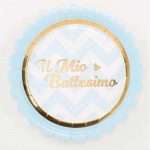 8 Piattini Celeste e Oro "Il Mio Battesimo"