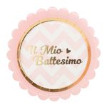8 Piattini Rosa e Oro "Il Mio Battesimo"