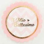 8 Piattini Rosa e Oro "Il Mio Battesimo"