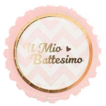 8 Piattini Rosa e Oro "Il Mio Battesimo"