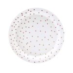 6 Piattini Bianchi con Coriandoli Rose Gold