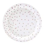 6 Piattini Bianchi con Coriandoli Rose Gold