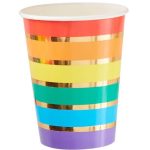 8 Bicchieri a Righe Arcobaleno e Oro