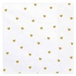 20 Tovaglioli Bianchi con Cuori Oro