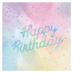 16 Tovaglioli Pastello Happy Birthday Iridescente