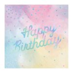 16 Tovaglioli Pastello Happy Birthday Iridescente