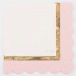 16 Tovaglioli Smerlati Rosa Oro e Bianco