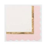 16 Tovaglioli Smerlati Rosa Oro e Bianco