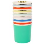 8 Bicchieri Piccoli Colori Misti con Bordo Oro