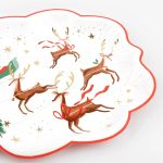 8 Piatti Babbo Natale con Slitta e Renne