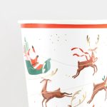 8 Bicchieri Babbo Natale con Slitta e Renne