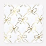 16 Tovaglioli Piccoli Bianchi con Fiocchi Oro