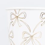 8 Bicchieri Bianchi con Fiocco Oro