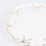 8 Piatti Bianchi con Fiocchi Oro