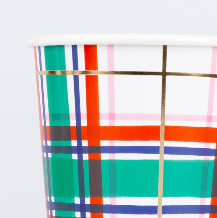 8 Bicchieri Natale Tartan - immagine 2