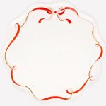 8 Piatti Bianchi con Fiocco Rosso e Rosa